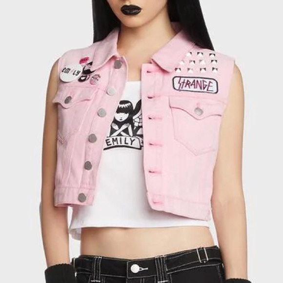 Dolls Kill Jackets & Blazers - Dolls Kill x Emily the strange~  Distressed denim jacket • M